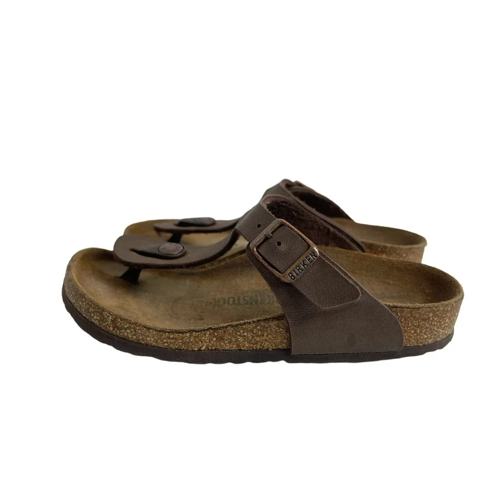 Birkenstock Kizeh Birko-Flor Sandals Kids Junior 31 / 12.5 M Shoes Brown Leather
